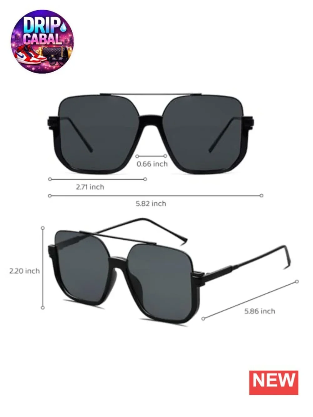 Oversized Retro Square Aviator Sunglasses for Women Men UV400